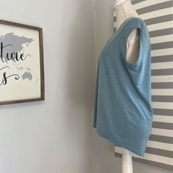 Prana Dusty Blue Women's Lightweight Short Sleeve Everett Top Size Medium - Picture 4 of 8